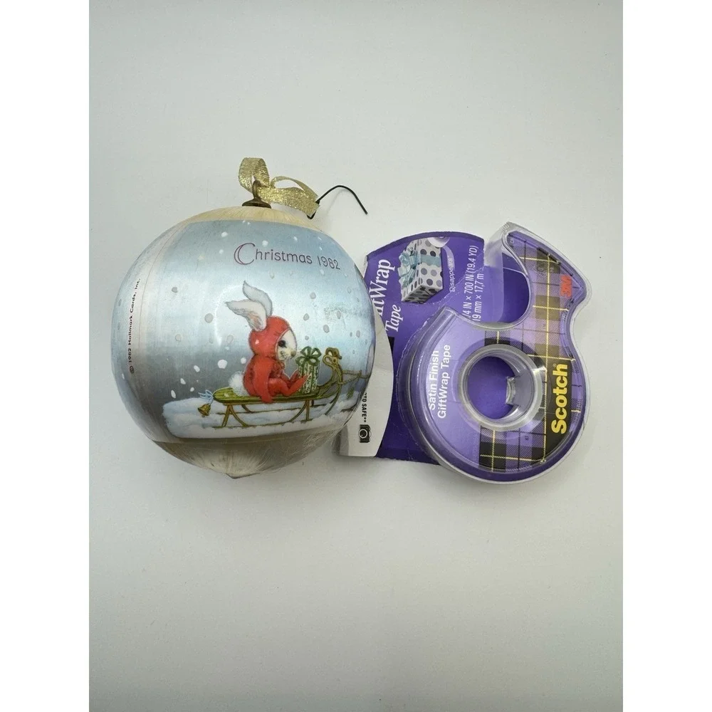 1982 Hallmark Grandson Christmas Ornament Vintage Satin‎ Ball Bunny Sled